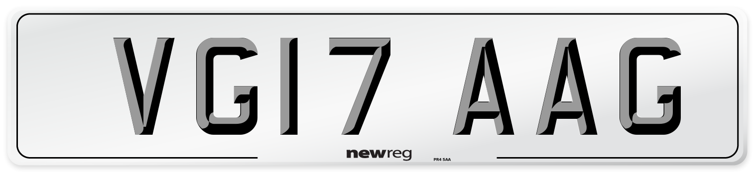VG17 AAG Number Plate from New Reg